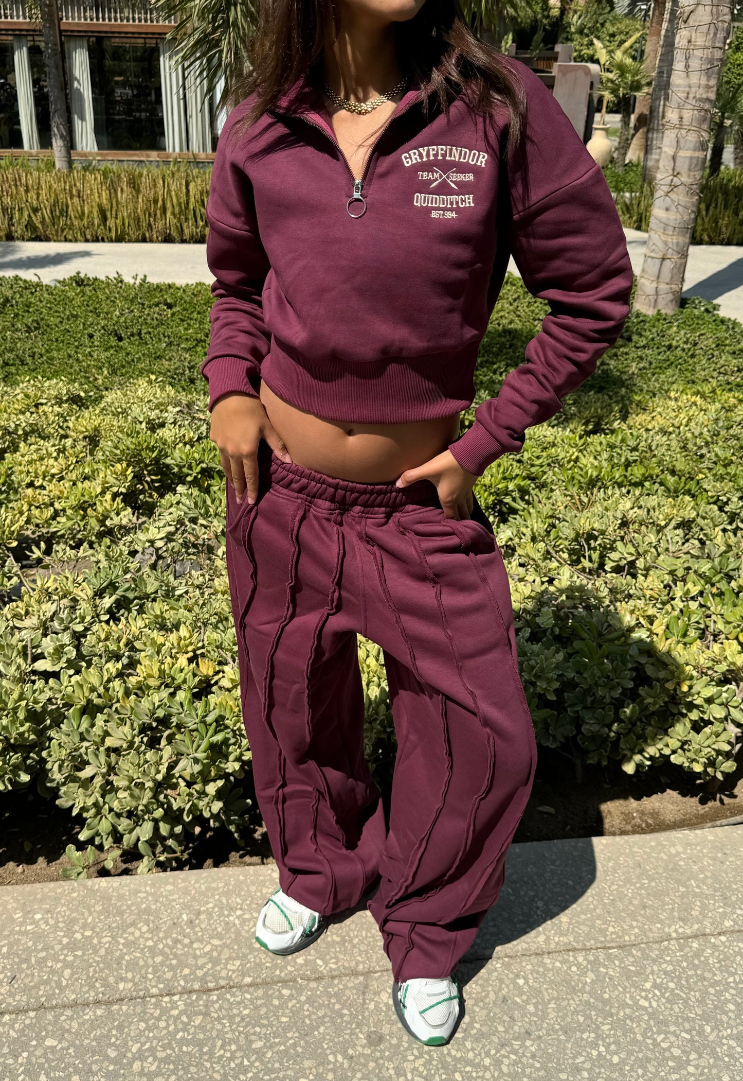 Outline Stitch Sweatpants Burgundy