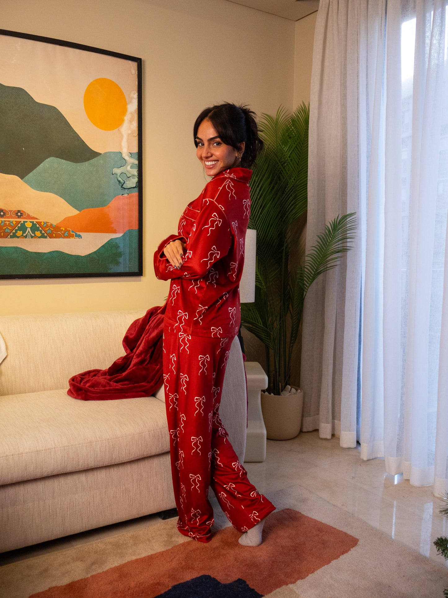 Maroon Bow - Classic Velvet PJ