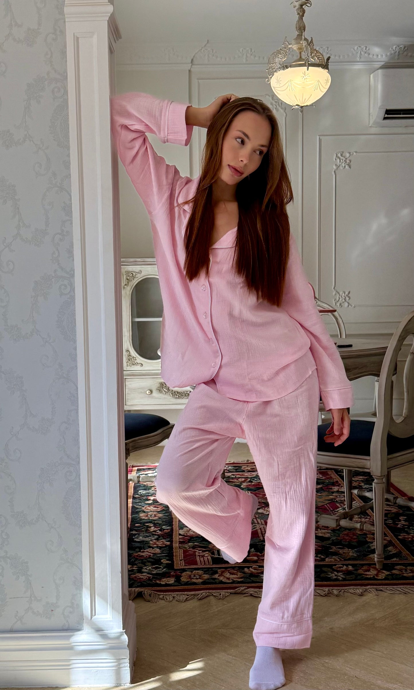 The Muslin Pants PJ - Powder Pink