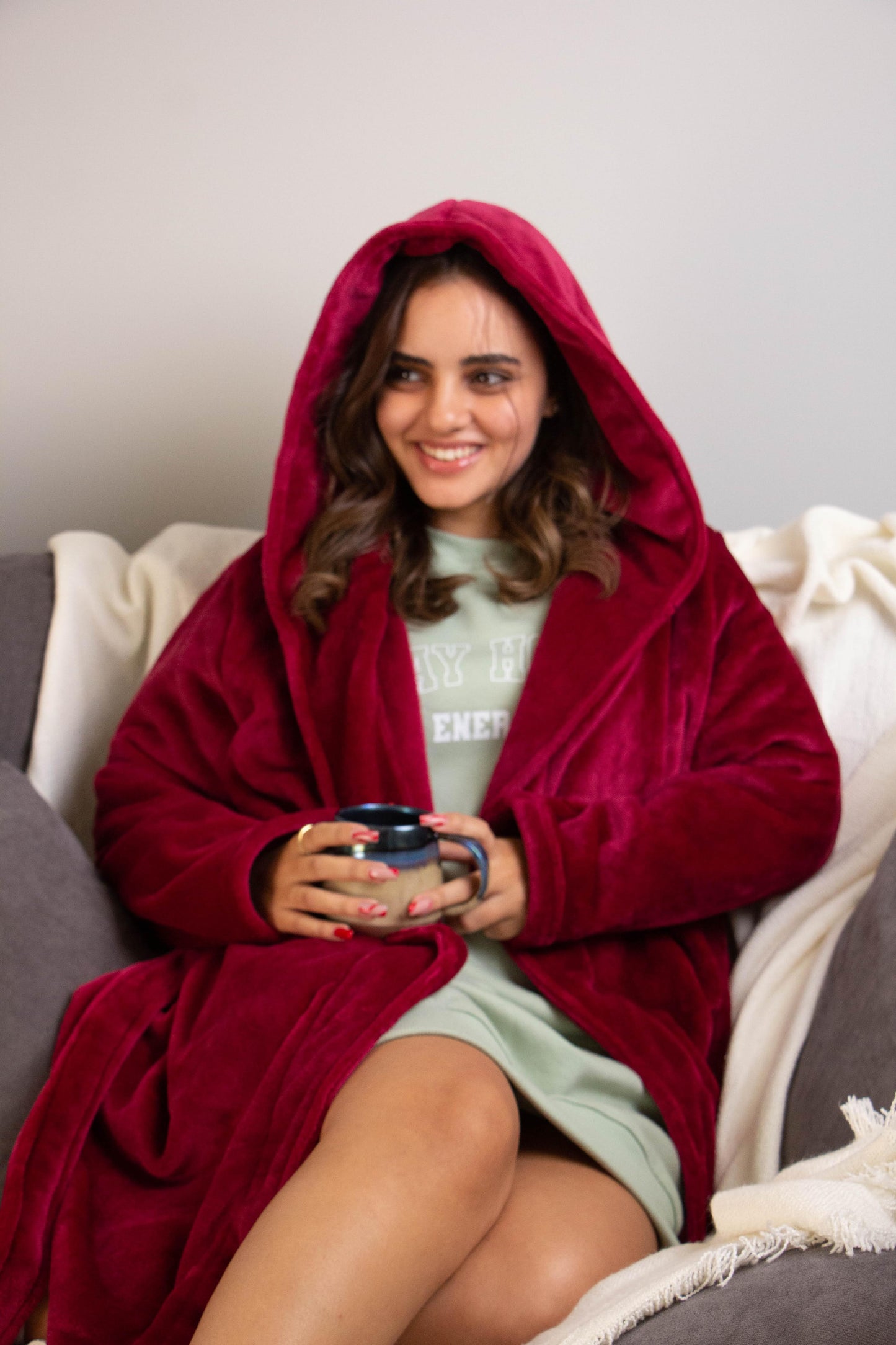 Maroon Cozy - Fur Robe