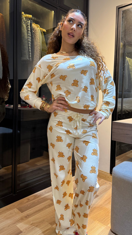 Teddy Bear Off Shoulder - Velvet Pyjamas