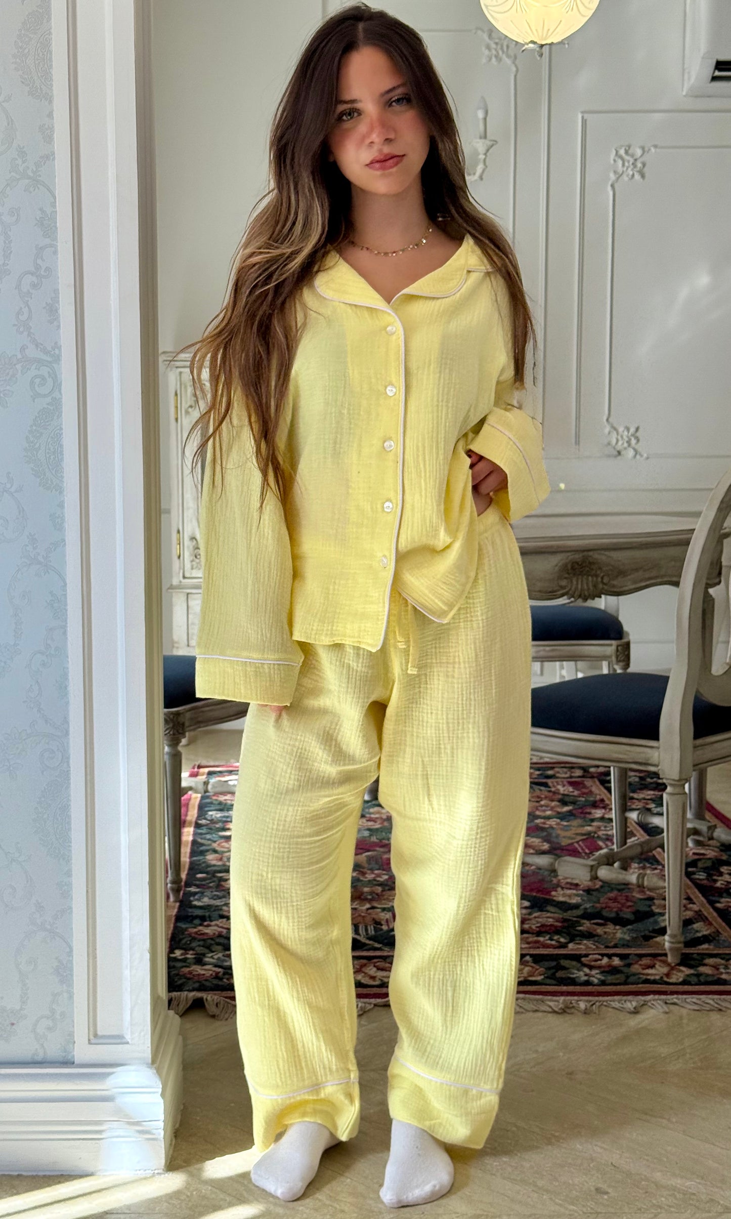 The Muslin Pants PJ - Butter Yellow
