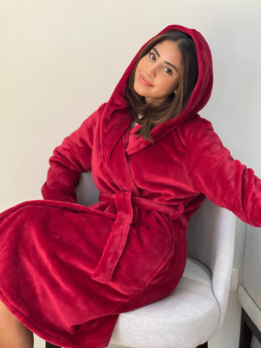 Maroon Cozy - Fur Robe