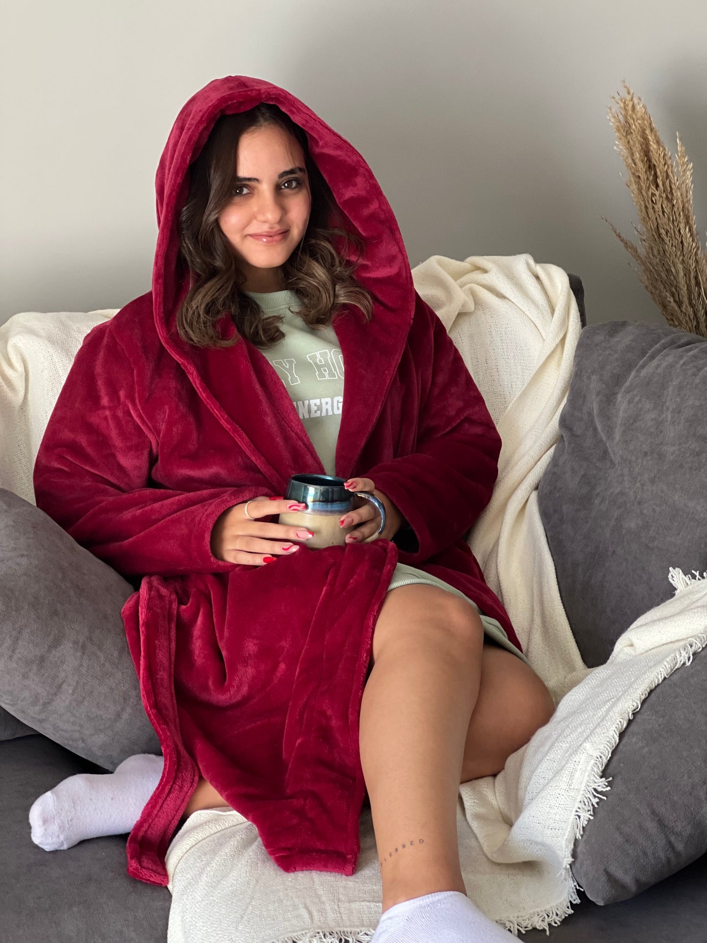Maroon Cozy - Fur Robe