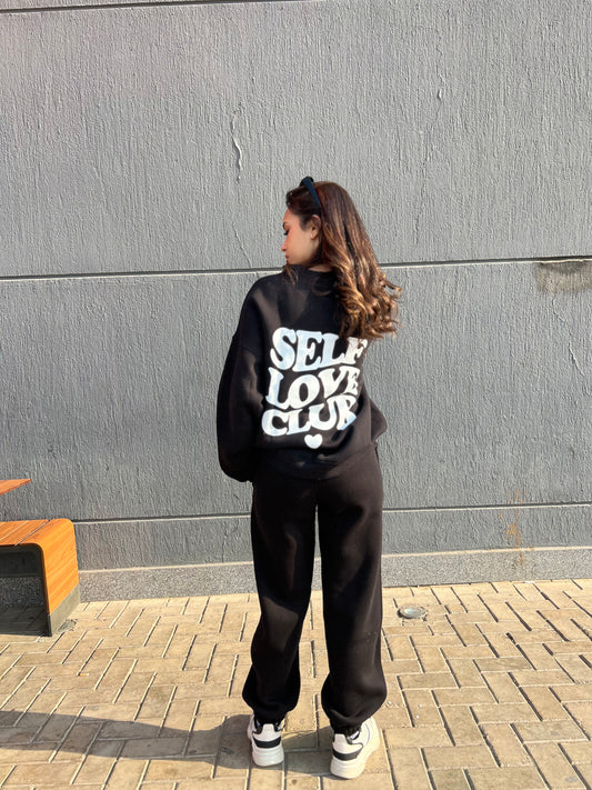 Self Love Club Oversized Crewneck Black