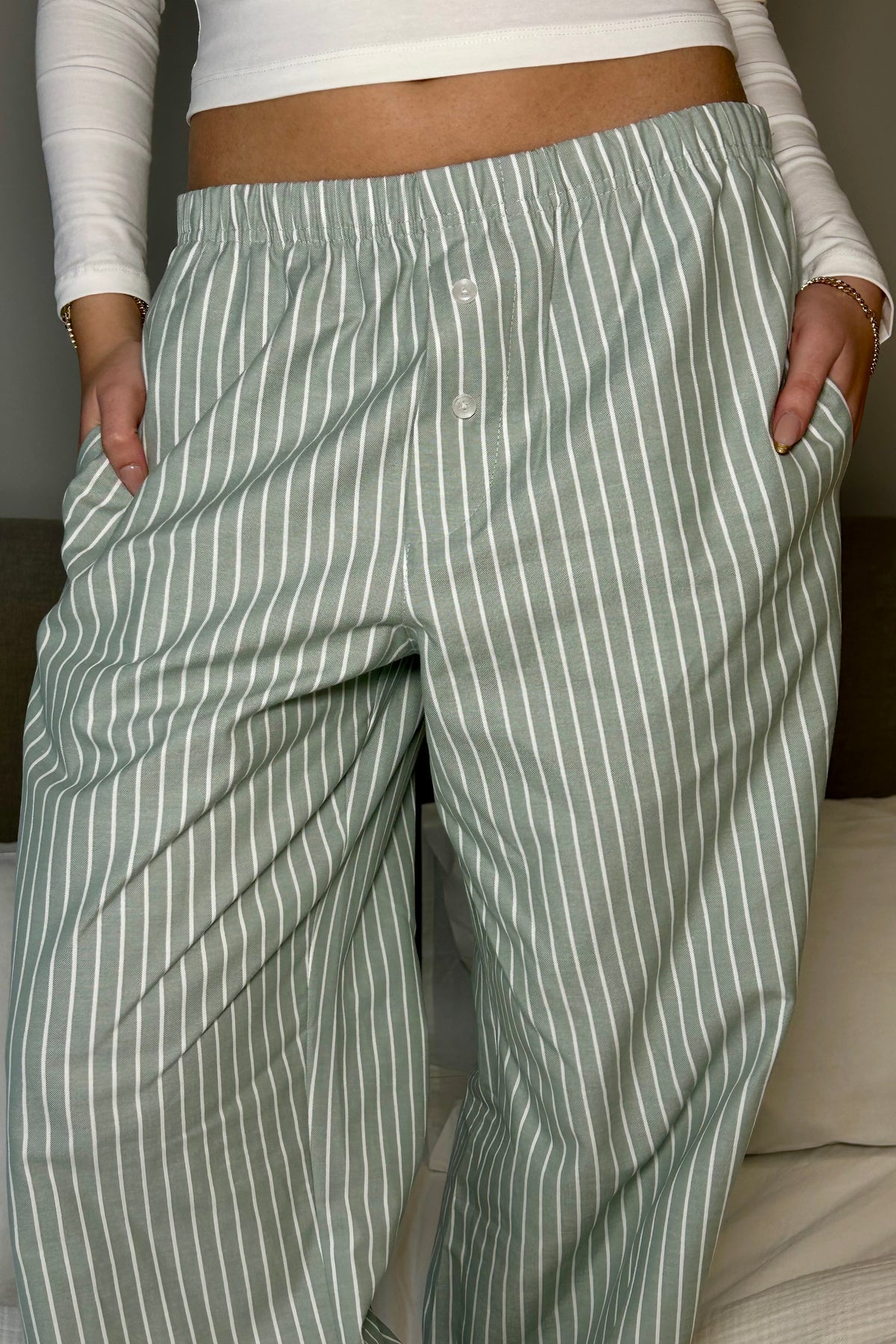 The Boxer Pants PJ - Mint Stripe