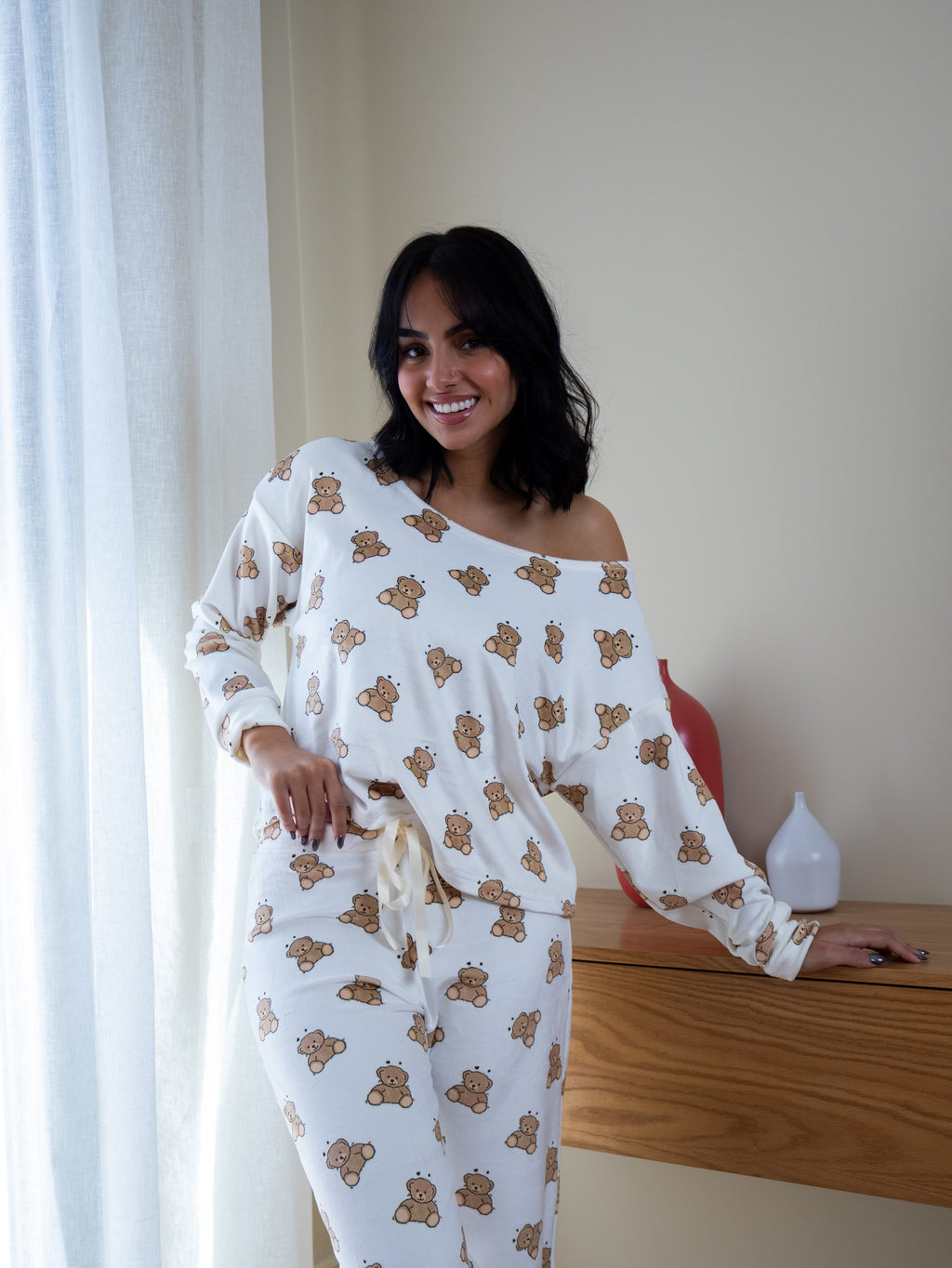 Teddy Bear Off Shoulder - Velvet Pyjamas