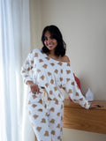 Teddy Bear Off Shoulder - Velvet Pyjamas