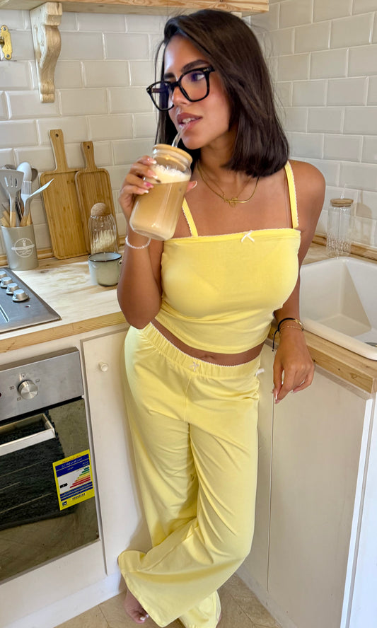 The Strappy Jersey PJ - Butter Yellow