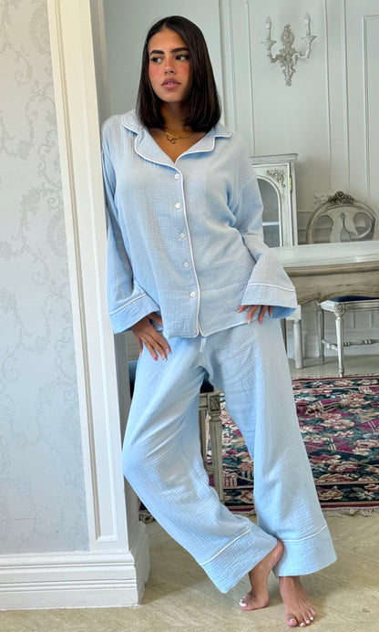 The Muslin Pants PJ - Baby Blue