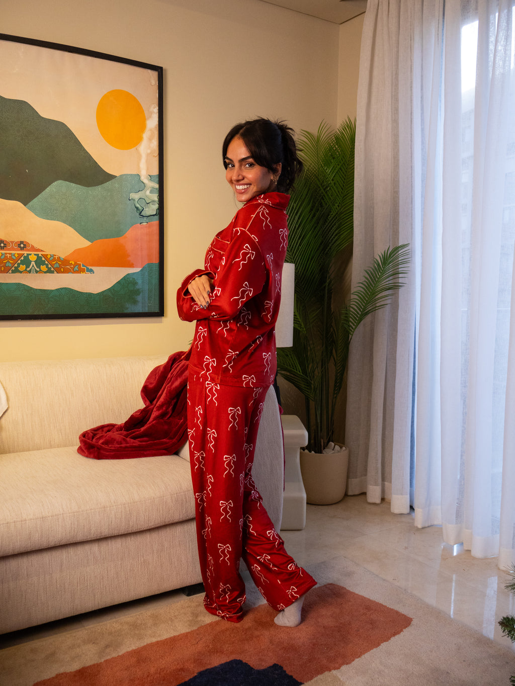 Maroon Bow - Classic Velvet PJ