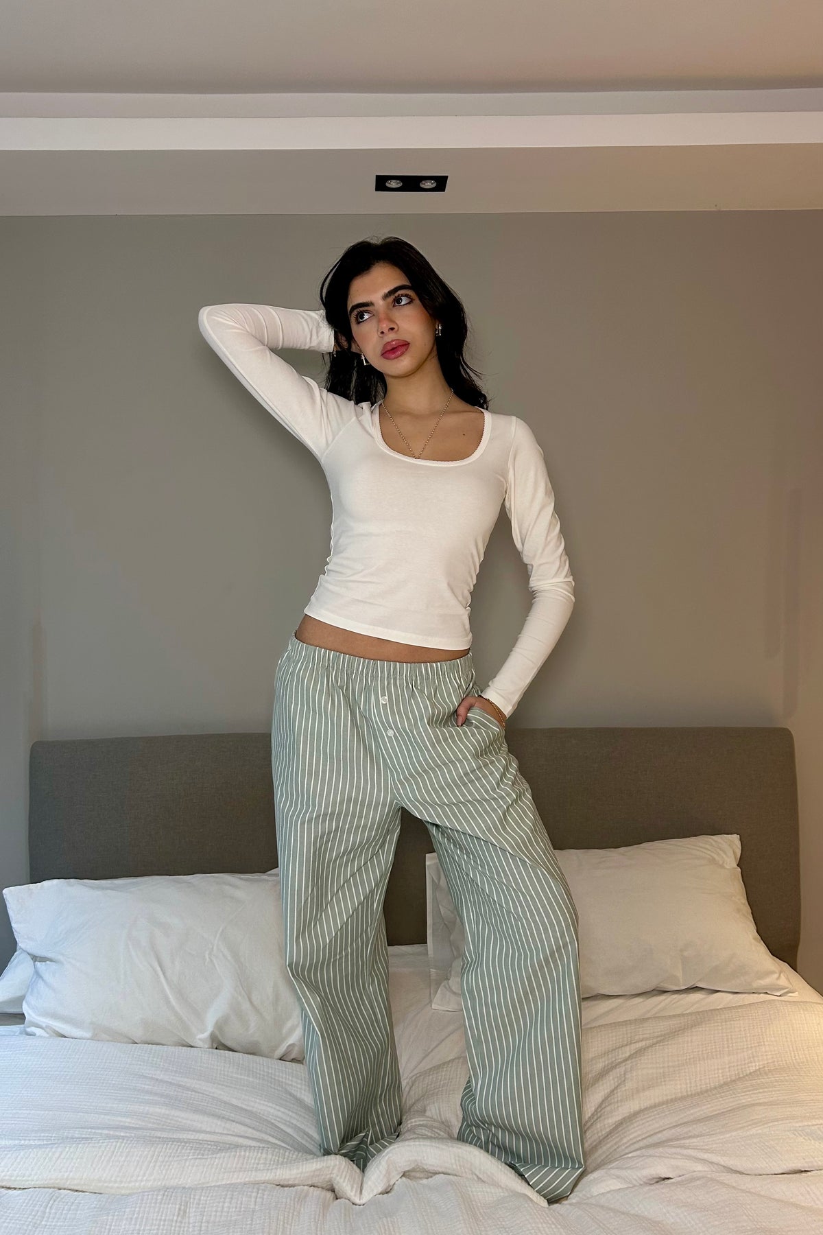 The Boxer Pants PJ - Mint Stripe