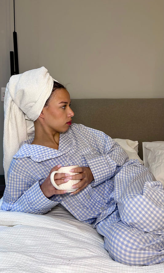 The Soft Ruffle PJ – Blue Gingham (PRE-ORDER)