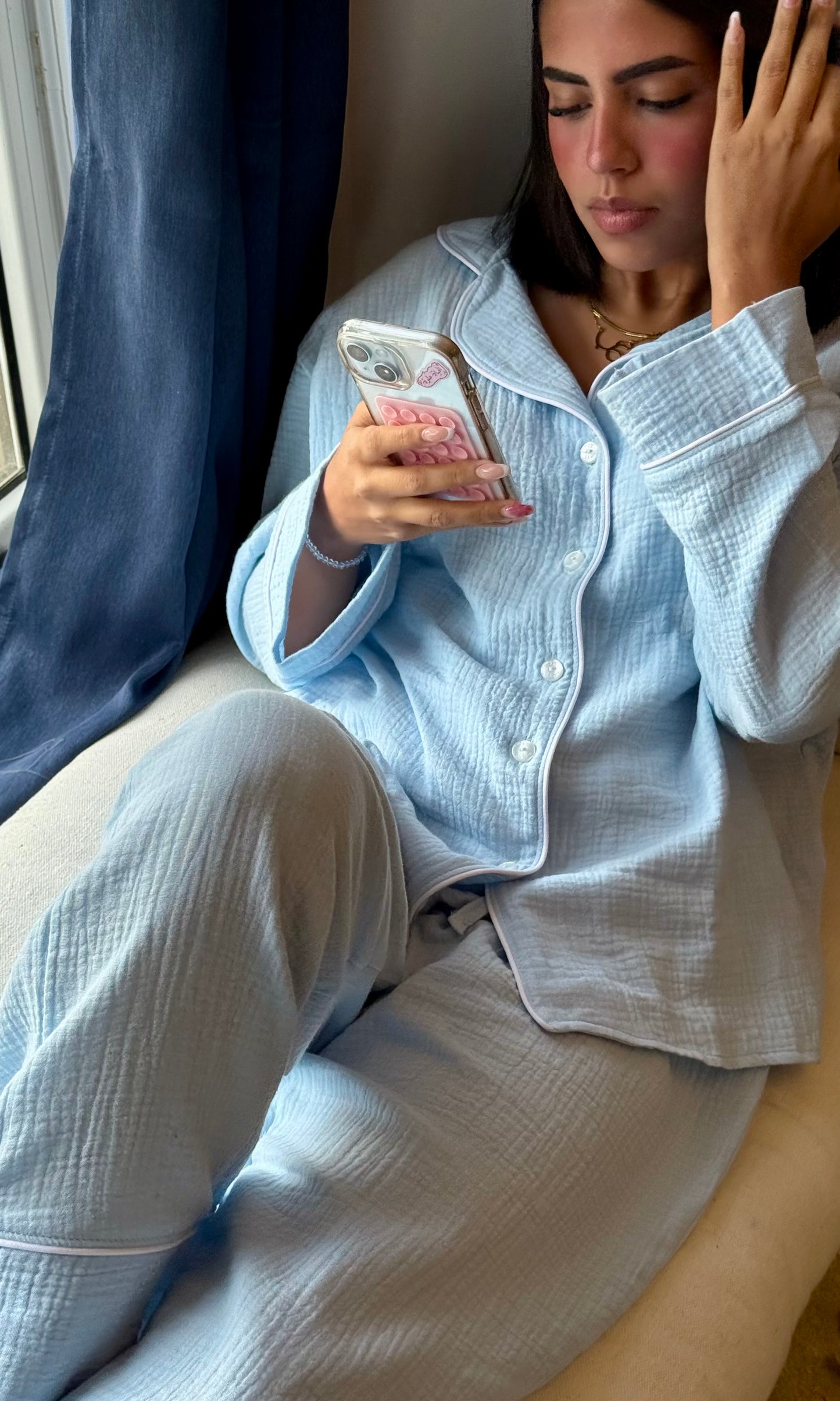 The Muslin Pants PJ - Baby Blue