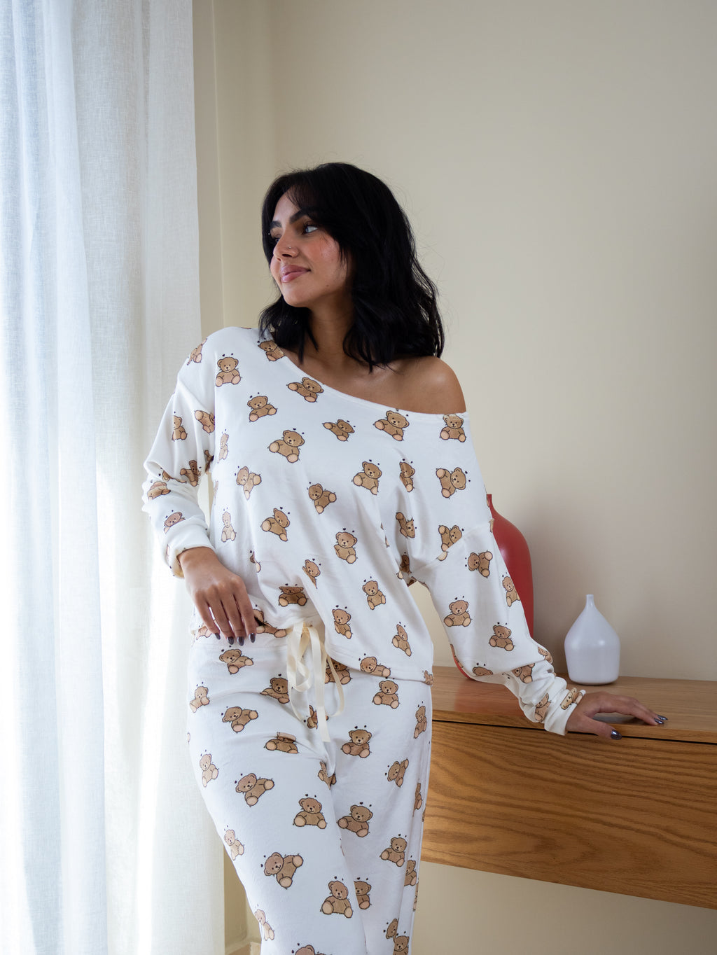 Teddy Bear Off Shoulder - Velvet Pyjamas