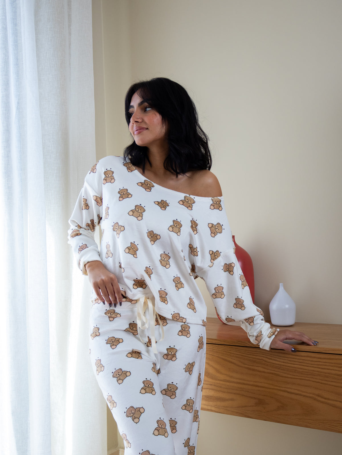 Teddy Bear Off Shoulder - Velvet Pyjamas