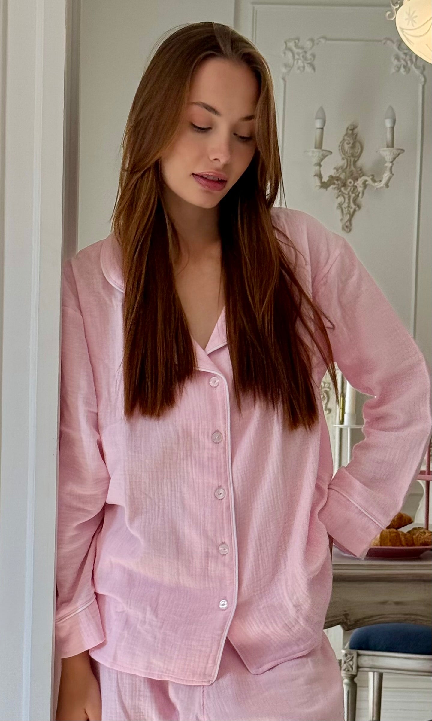 The Muslin Pants PJ - Powder Pink