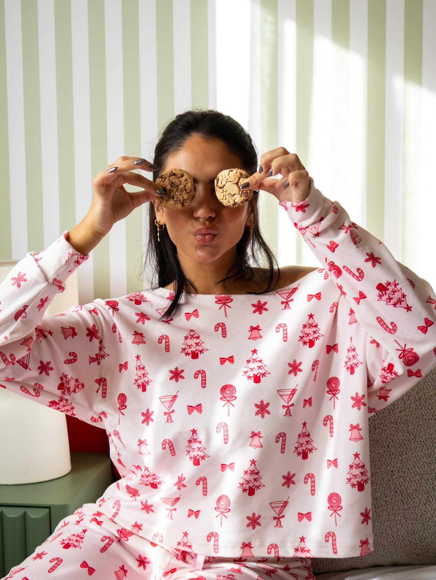 Holiday Candy - Off Shoulder Velvet PJ