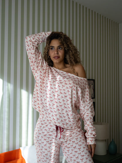 Mini Bows - Off Shoulder Velvet PJ